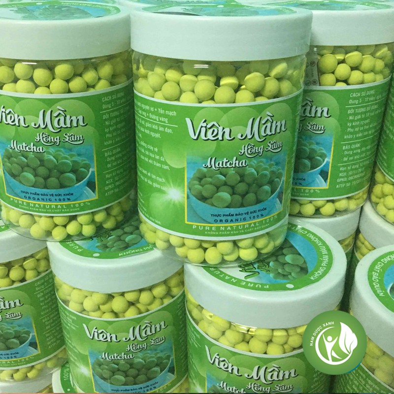 Viên mầm đậu nành hồng sâm matcha 1kg tăng vòng 1, đẹp da, tăng sinh lý nữ có giấy chứng nhận