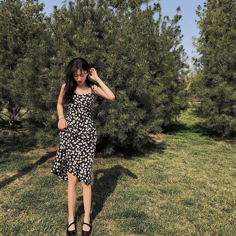 IELGY     Váy Mới Váy Hoa Cúc Cổ Điển