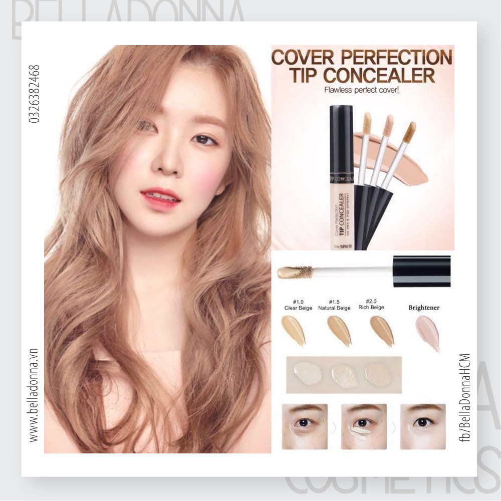 Kem che khuyết điểm The Saem Cover Perfection Tip Concealer SPF28 (3 Tone)