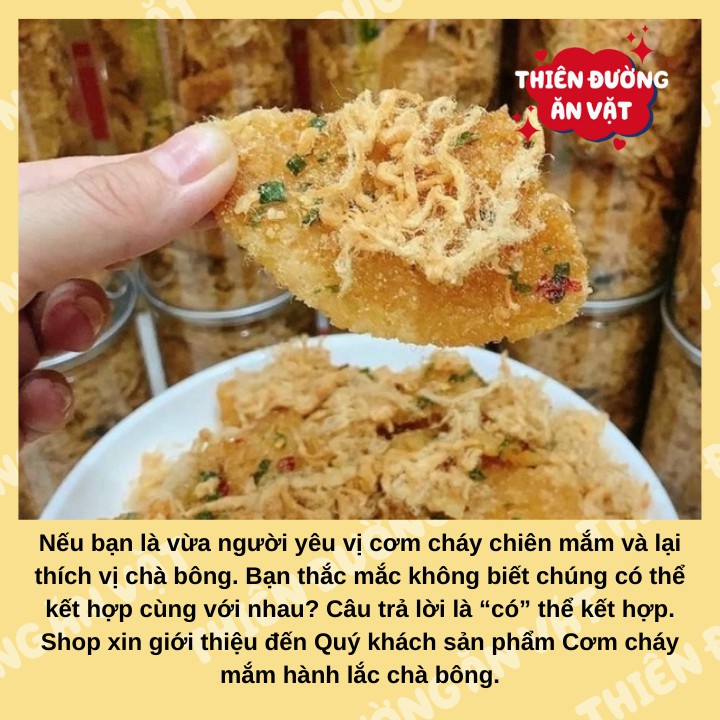 Combo 10 Gói Cơm Cháy Chà Bông Thiên Đường Ăn Vặt Cơm Cháy Mắm Hành Lắc Chà Bông Ngon Giòn Rụm