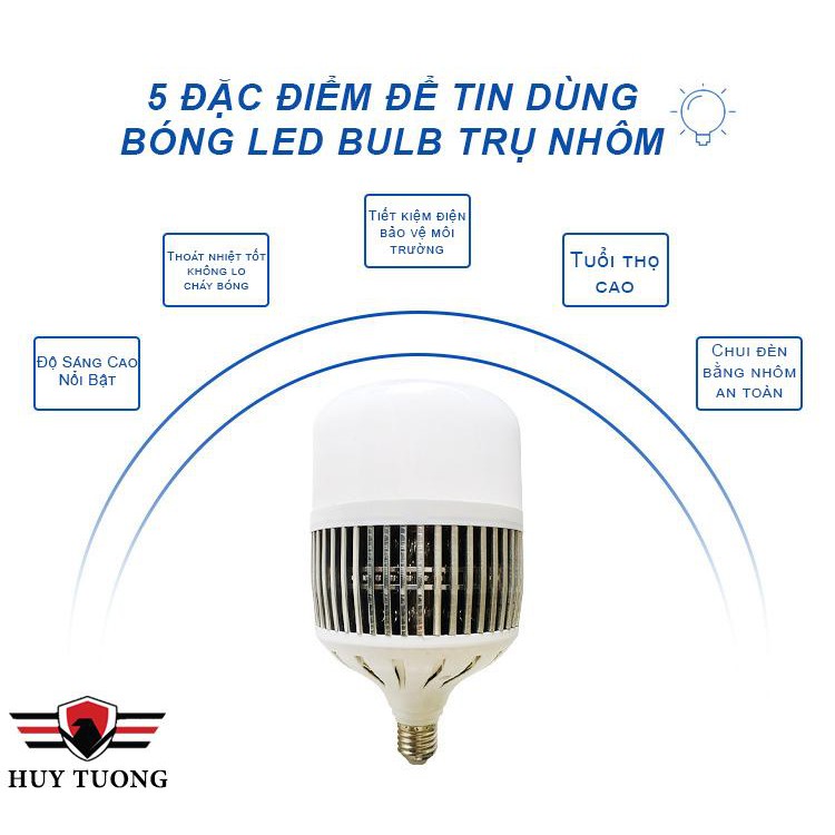 Bóng đèn Led Bulb thân trụ nhôm kín nước siêu sáng,  Đèn led bulb 50W, 100W, 150W cao cấp - Huy Tưởng