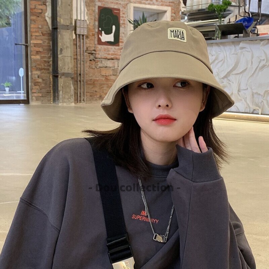 Mũ bucket nam nữ Cotton trơn thêu họa tiết MARI chống nắng thời trang xuân và hè phong cách Nhật Bản - Mã NV048