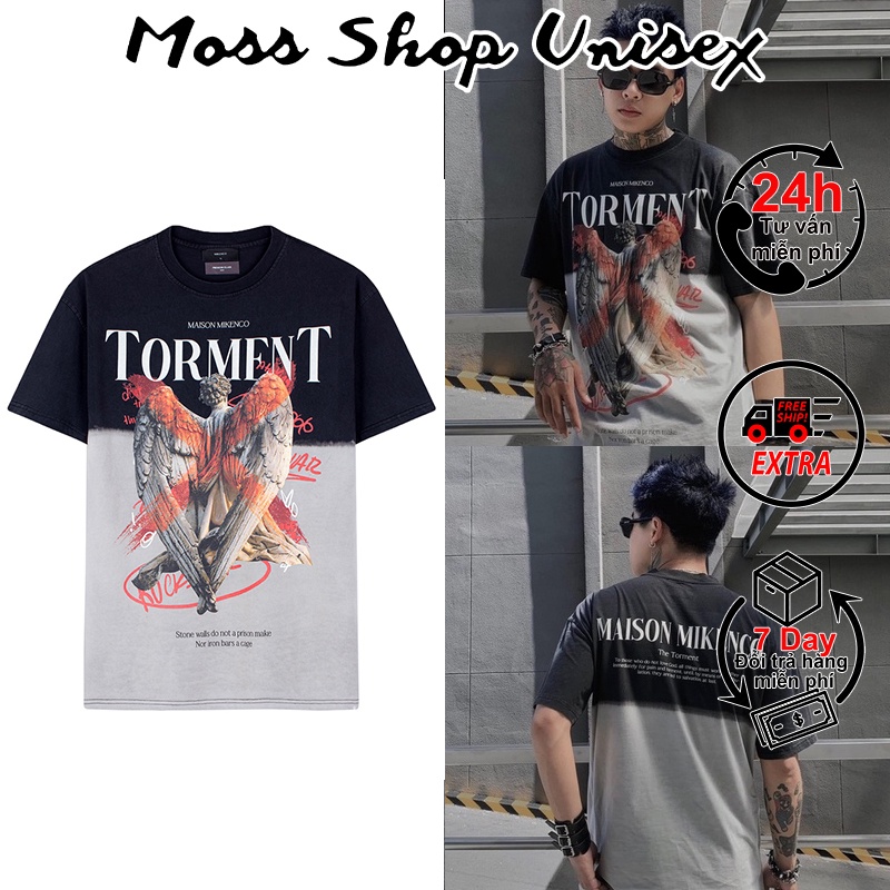 Áo thun tay lỡ Mikenco Torment Loang MOSSSHOP - Áo phông nam nữ unisex phong cách hàn quốc ulzzang form rộng 65kg