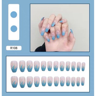[KÈM KEO + DŨA MÓNG ]SET BỘ 24 MÓNG TAY GIẢ HOẠ TIẾT NGHỆ THUẬT R108