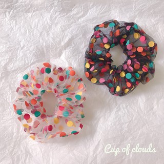 Buộc tóc scrunchies kẹo ngọt chấm bi