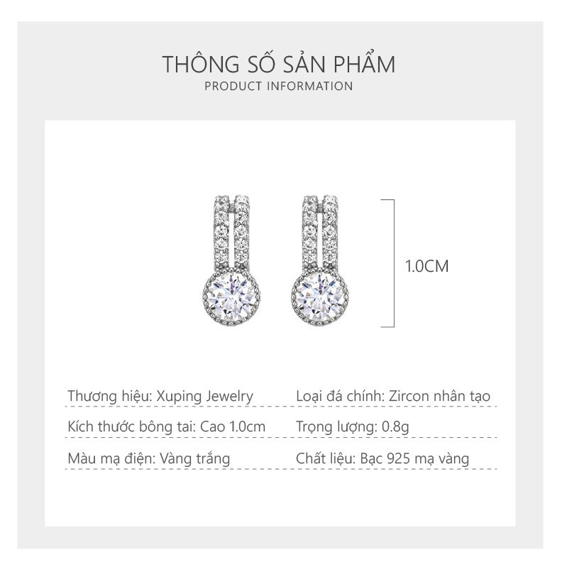 Bông Tai Nữ Bạc 925 Mạ Vàng Trắng, Thiết Kế Phong Cách Hàn Quốc - XPBT79