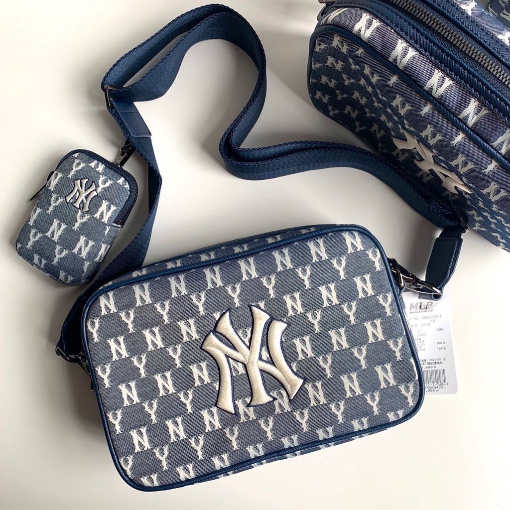✅ [ HÀNG CHUẨN 1:1]  Túi MLB Monogram Jacquard Cross Bag NewYork Yankees Blue 32BGDC111-50N | ẢNH TH