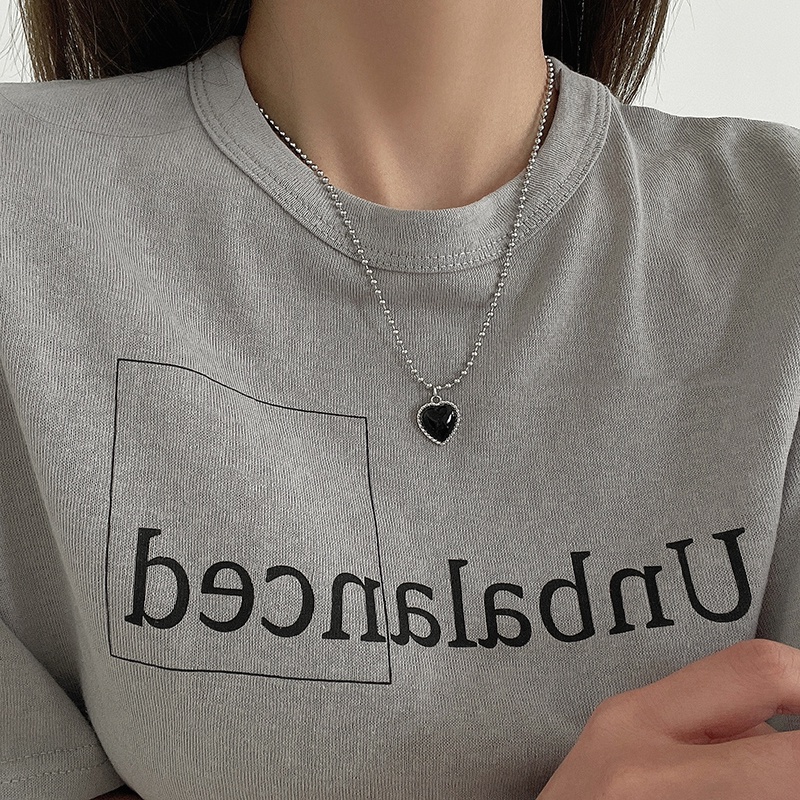 Vòng cổ Mặt Trái Tim Màu Đen Phong Cách Hip Hop Thời Trang Đơn Giản Sang Trọng