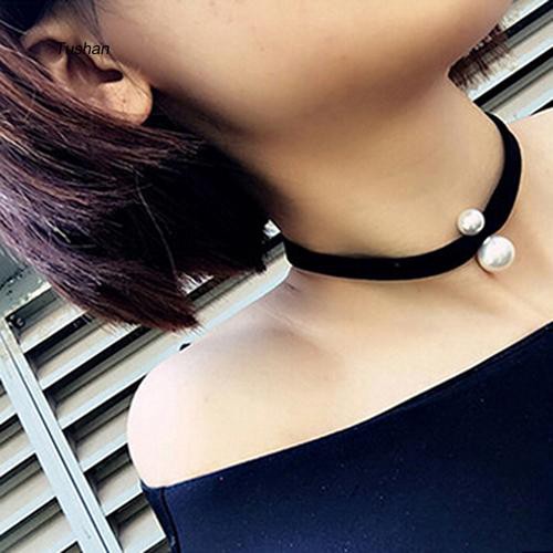 Vòng cổ choker nữ đính ngọc trai giả phong cách cổ điển