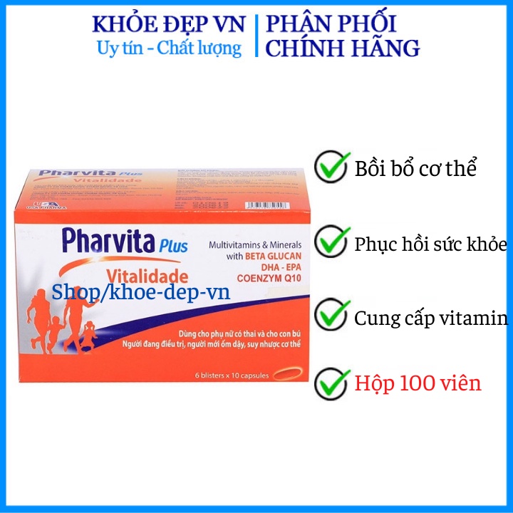 PHARVITA PLUS bổ sung Vitamin, Khoáng chất cần thiết cho cơ thể - Hộp 60v | Thế Giới Skin Care