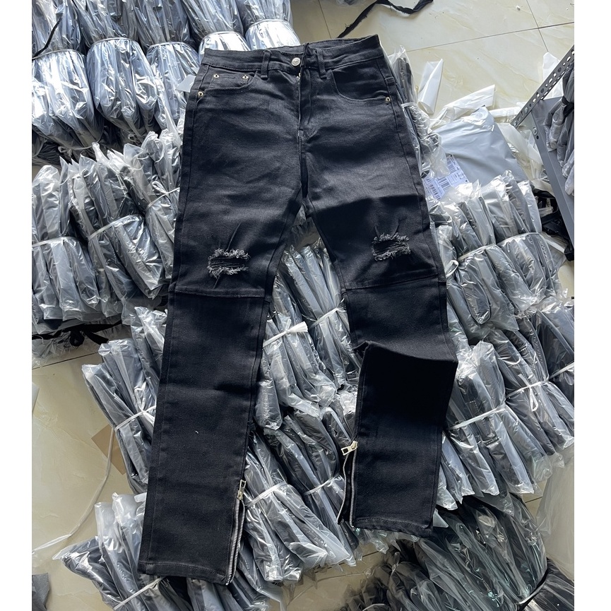 Quần Jean Amiri Nam Play Boy, Quần Bò Amiri Rách Vá Da Nhăn In Thỏ Quần Biker Cao Cấp Vải Bò Không Phai Màu