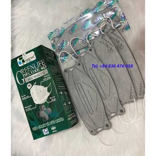 Khẩu trang y tế kháng khuẩn 4D GREEN LIFE màu xám - có chứng nhận kiểm định chất lượng