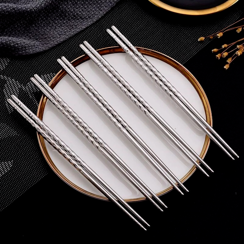 Bộ 5 Đôi Đũa Chống Trượt Bằng Thép Không Gỉ