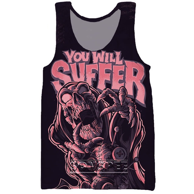 Áo Ba Lỗ Nam In Hình Đầu Lâu 3D Cá Tính