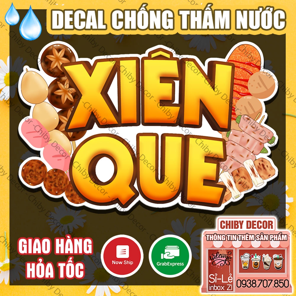 Tranh Dán Tường Xiên Que 🌈 Decal Dán Tường Trang Trí Quán Trà Sữa, Cà Phê - Sticker Chống Thấm Nước, Chống Nắng, Cắt Sẵn