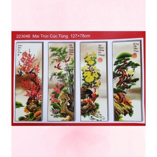 Tranh thêu chữ thập Tứ quý Mai trúc cúc tùng 223046
