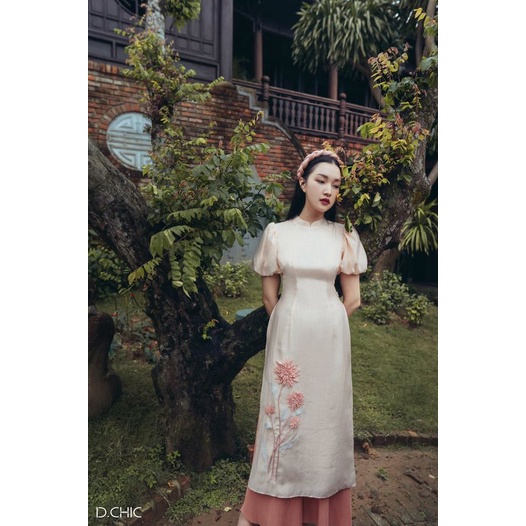 Áo dài đính hoa thược dược D.CHIC MS: 1831457