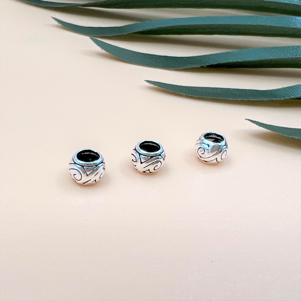 Charm nối bạc thái hình lu thống hoa văn bé - Charm Bạc 925 - Mã CA034