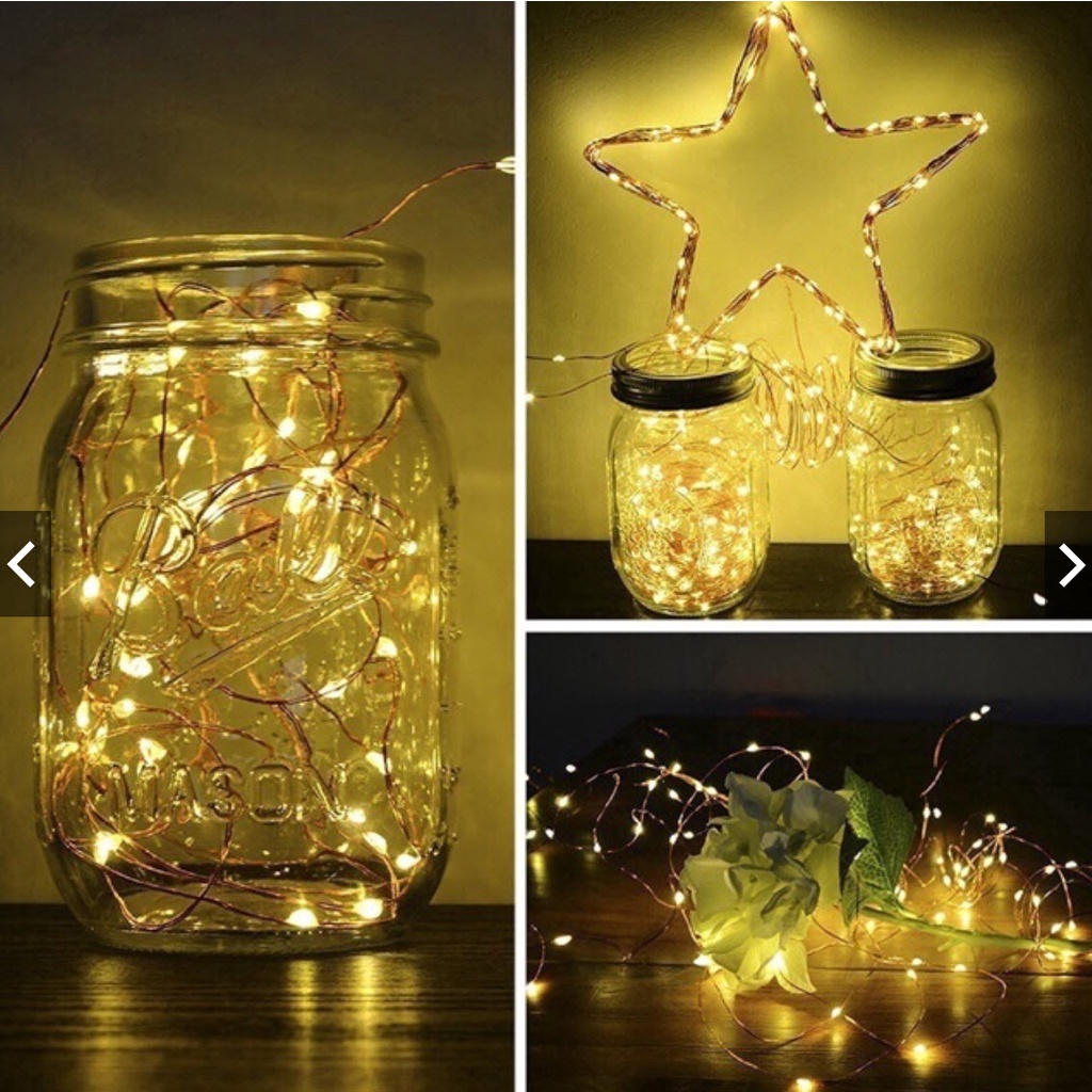 [COMBO 100] Dây đèn led đom đóm, đèn fairylight dài 2Mdùng trang trí dùng pin LR44