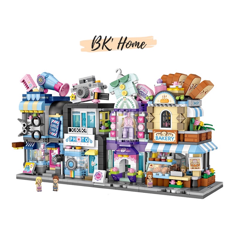 Đồ chơi lắp ráp mini building blocks LOZ mô hình cửa hàng đường phố- commercial street view
