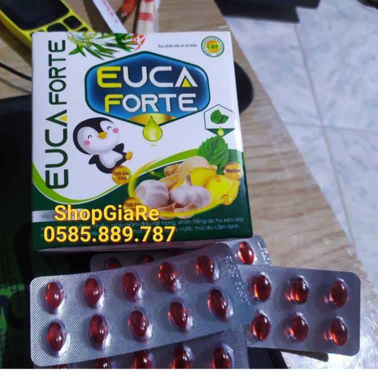 Euca Forte (100 viên) - Giảm ho, thông thoáng mủi họng, đau rát họng, khản tiếng, hắt hơi  sổ mũi, cảm lạnh