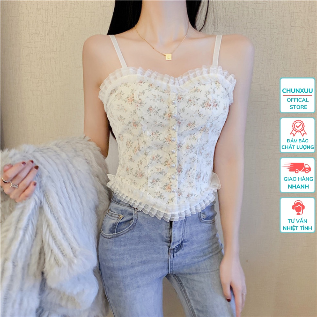 Áo bra nữ 2 dây phối viền ren ChunXuu, thiết kế hoa nhí đệm ngực BR11