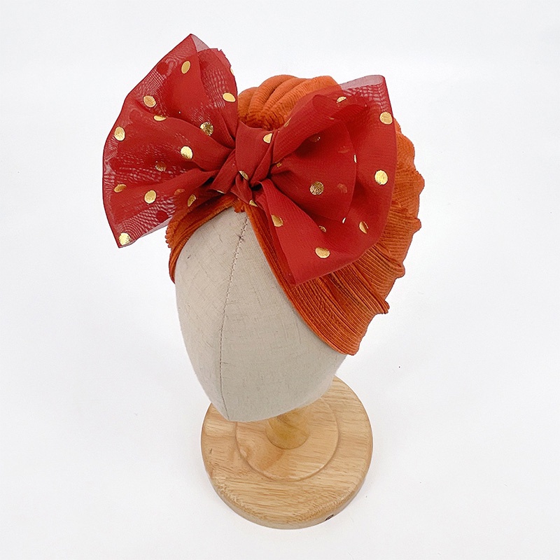 Băng Đô Nơ Họa Tiết Chấm Bi Chất Liệu Mềm Mại Giữ Ấm Cho Bé Gái