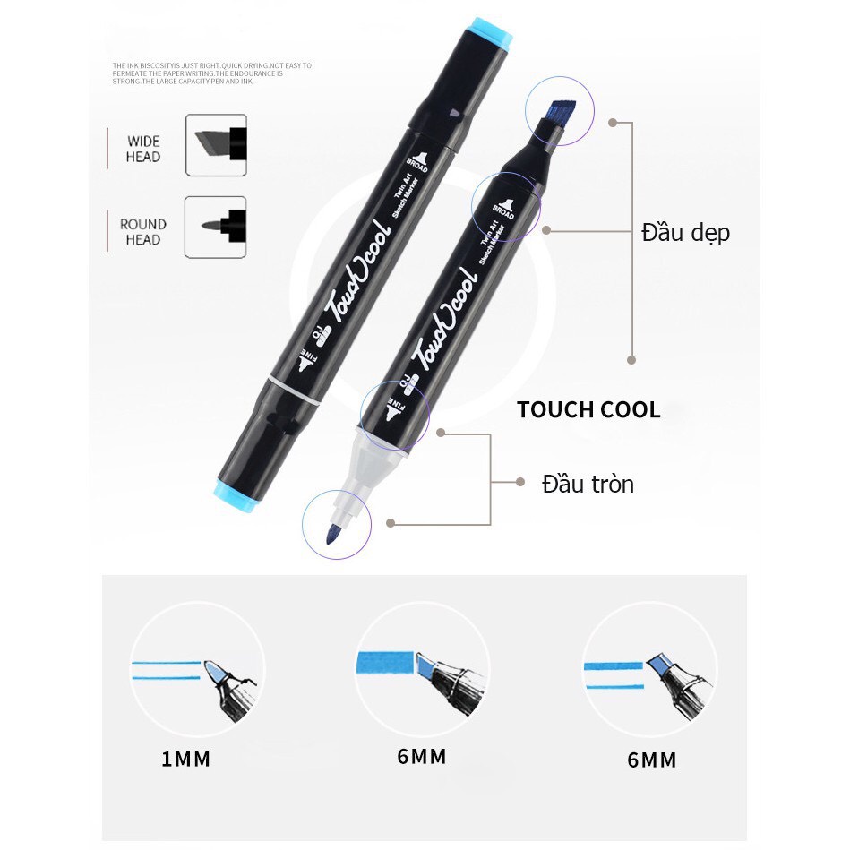 Bút Màu Marker Touch Cool Túi Vải 48/60/80 Màu Chuyên Nghiệp - Hàng Chính Hãng