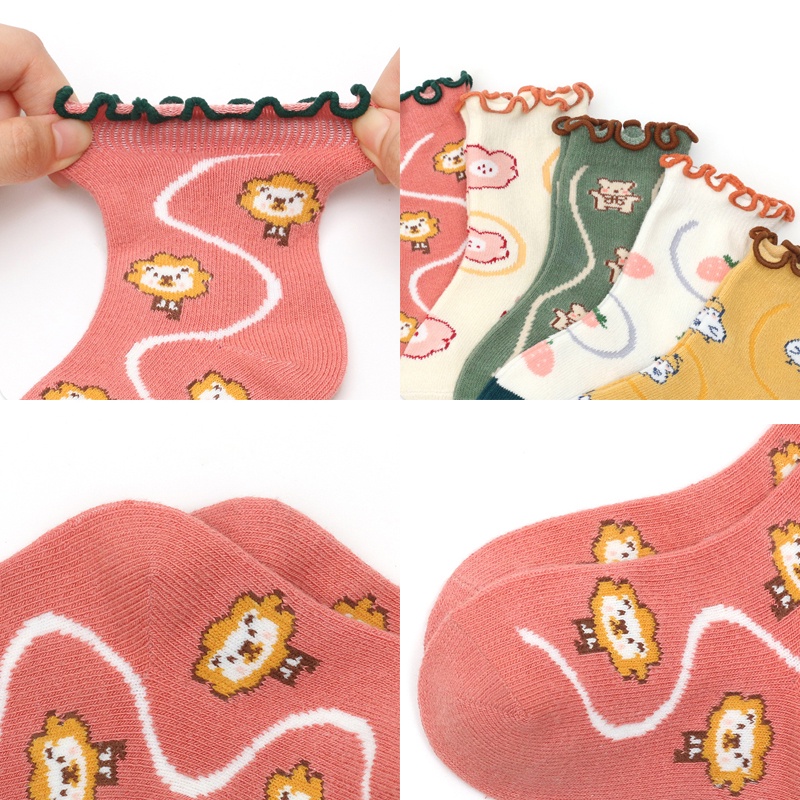 Set 5 đôi vớ công chúa KokoroCare HW-05 họa tiết hoạt hình dễ thương năm 2022 cho bé gái 1-8 tuổi