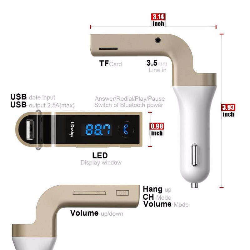 Tẩu kl Sạc, nghe nhạc USB thẻ nhớ và Bluetooth trên ô tô