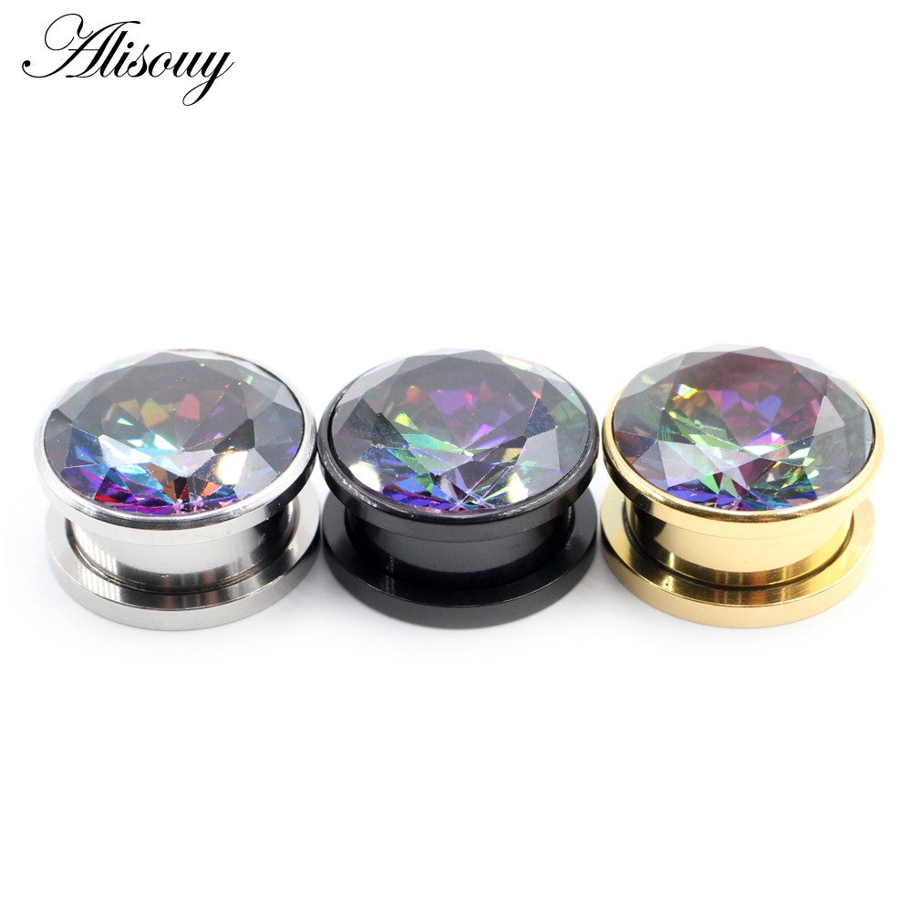 Alisouy Set 2 Khuyên Nong Tai Bằng Thép Không Gỉ Đính Đá Thời Trang