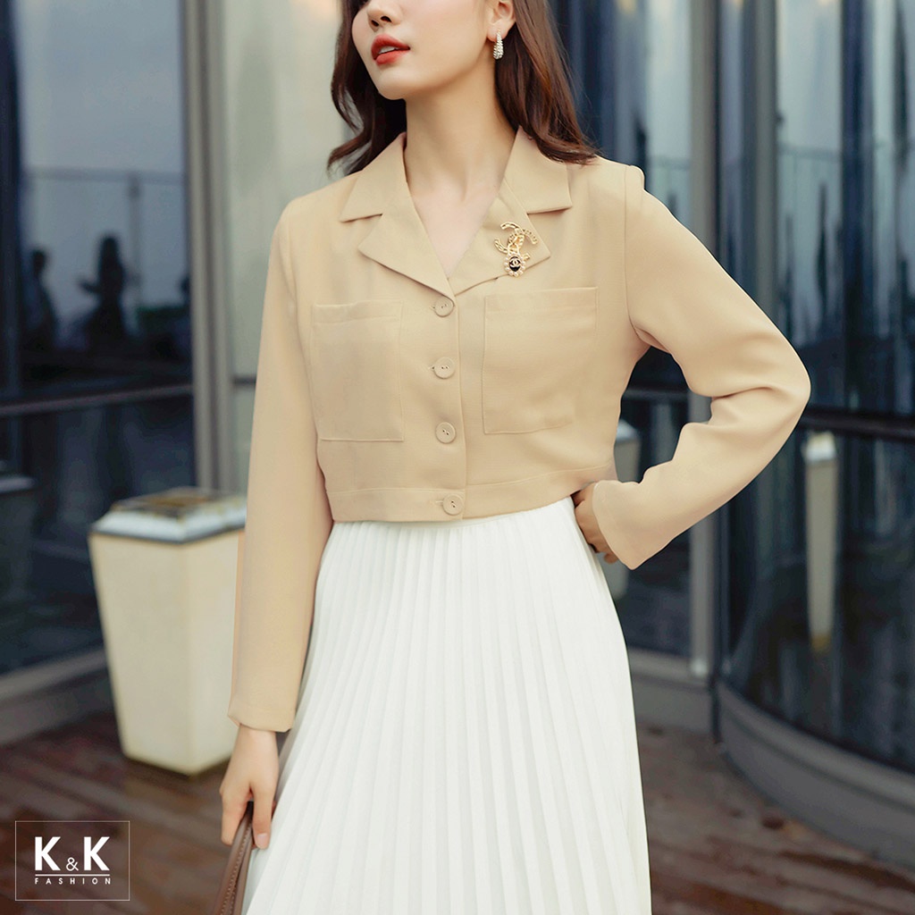 Áo Khoác Lửng Hai Túi K&amp;K Fashion AK10-33 Tay Dài Chất Liệu Cotton