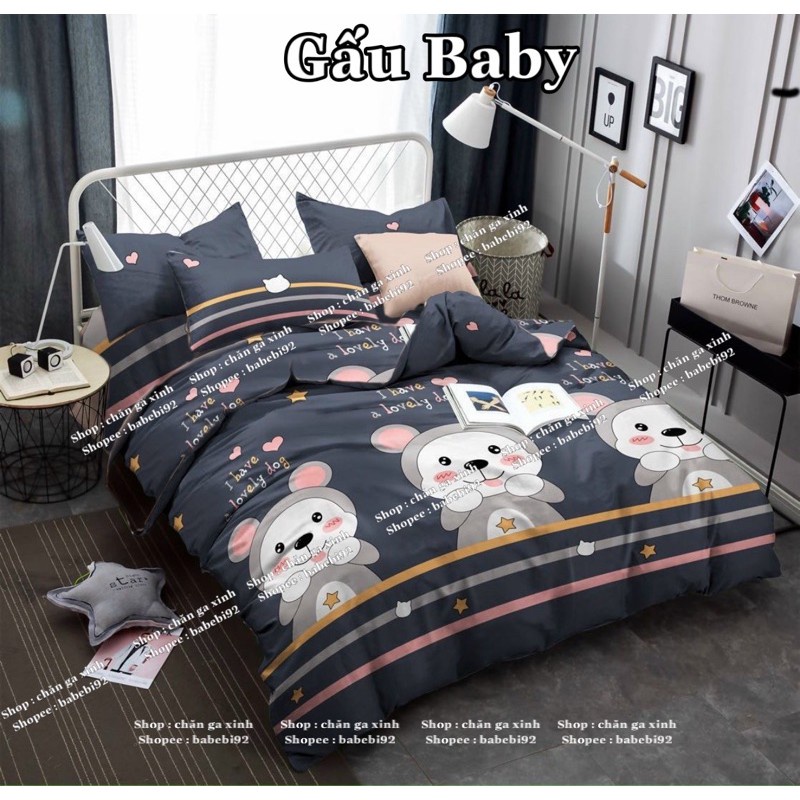 Bộ 5 Món Vỏ Chăn Ga Gối Coton poly Cao Cấp Nhiều Màu ( không kèm ruột)