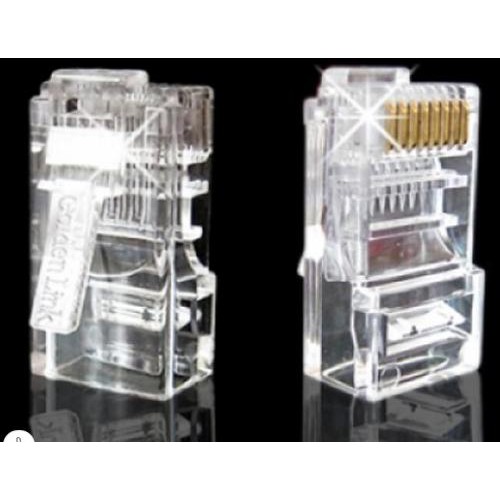 [Mã ELFLASH5 giảm 20K đơn 50K] Đầu hạt mạng RJ45 nhựa Golden Link CAT 5E (100 đầu/ 1 hộp)