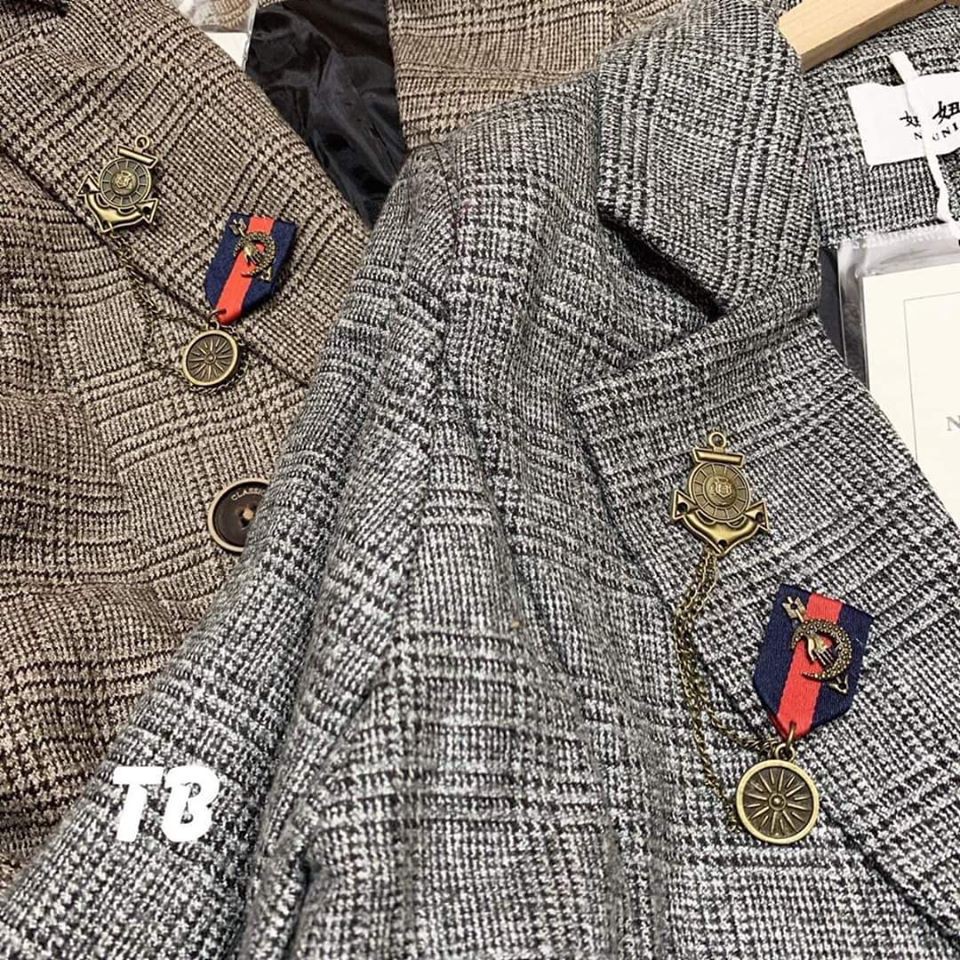 Set 2 món Vest kẻ dạ mix quần sooc xếp ly siêu sang