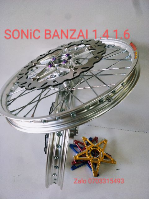 BÁNH CĂM SONiC WiNER 2 Đĩa Niền BANZAI Thái 1.4 1.6   Đùm Ma crôm Căm Tròn Mạ Crôm Kèm Pat, Đĩa kiểu, ốc G5