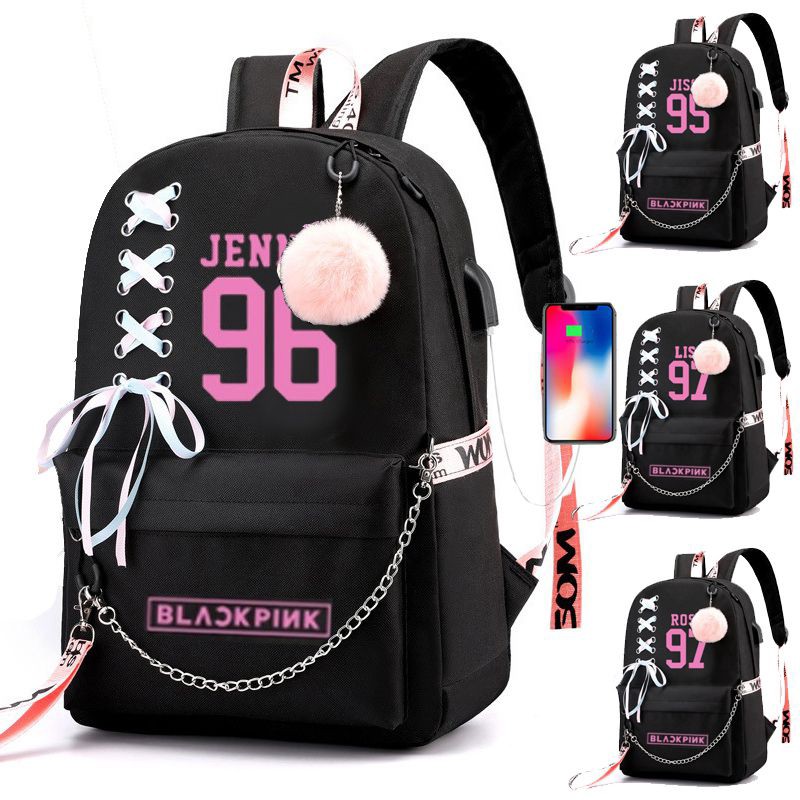 Ba Lô Laptop Có Cổng Sạc Usb In Hình Blackpink