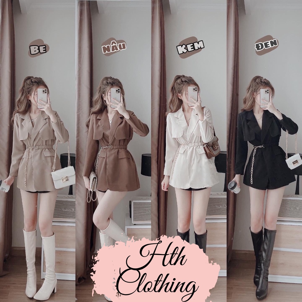 Áo Vest Măng Tô Kèm Dây Đai Xích, Áo Blazer kèm Đai Xích Đẹp,