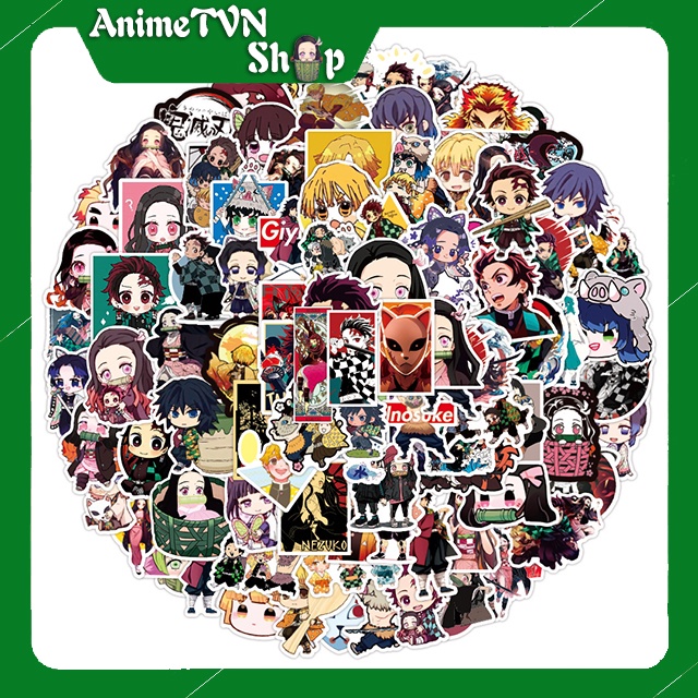 Miếng dán Sticker Anime Manga Kimetsu No Yaiba  trọn bộ 150 hình - In rõ ràng sắc nét khó tróc