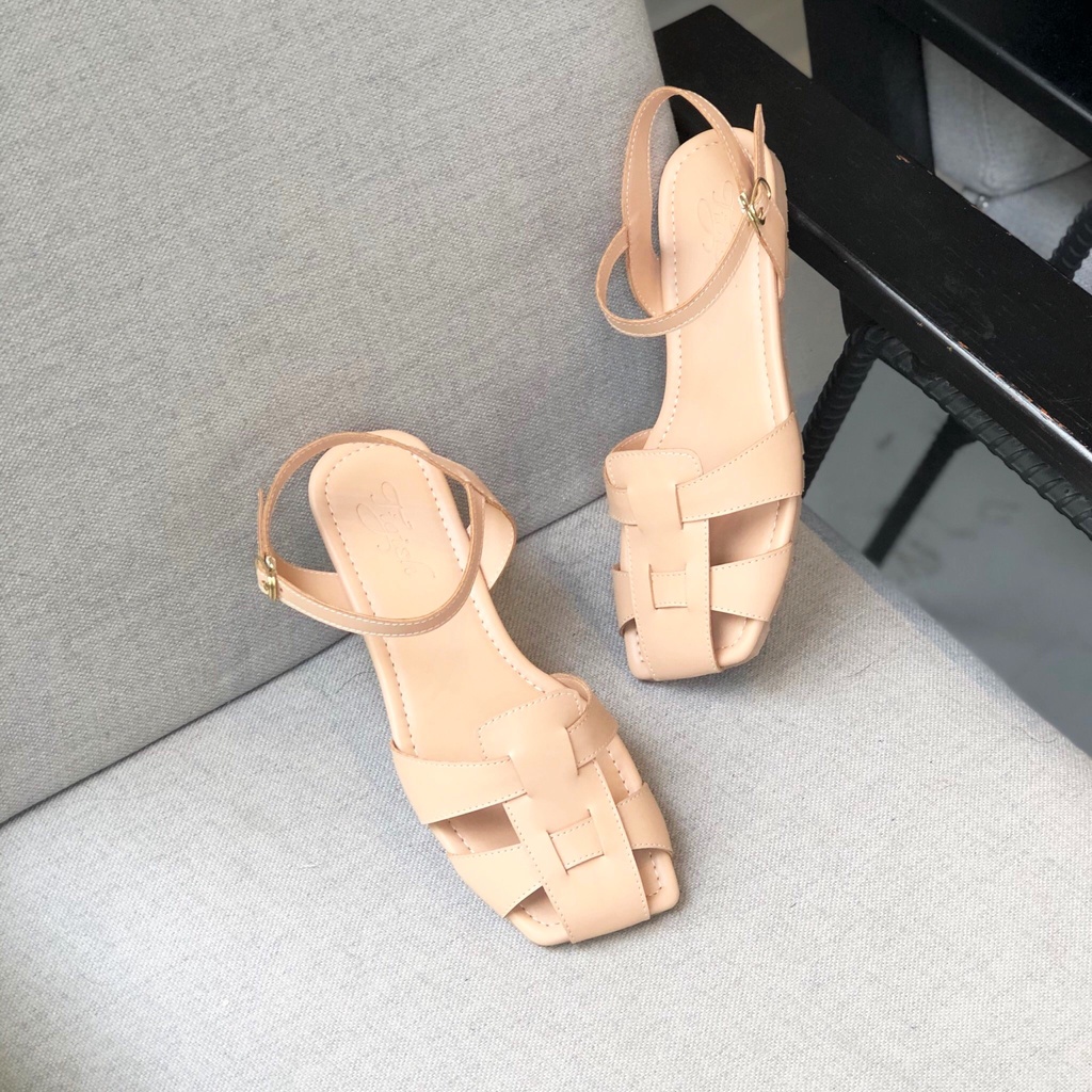 Giày sandal rọ nữ/ giày đế bệt bít mũi vuông rọ   , giaydepxinh.dangmi