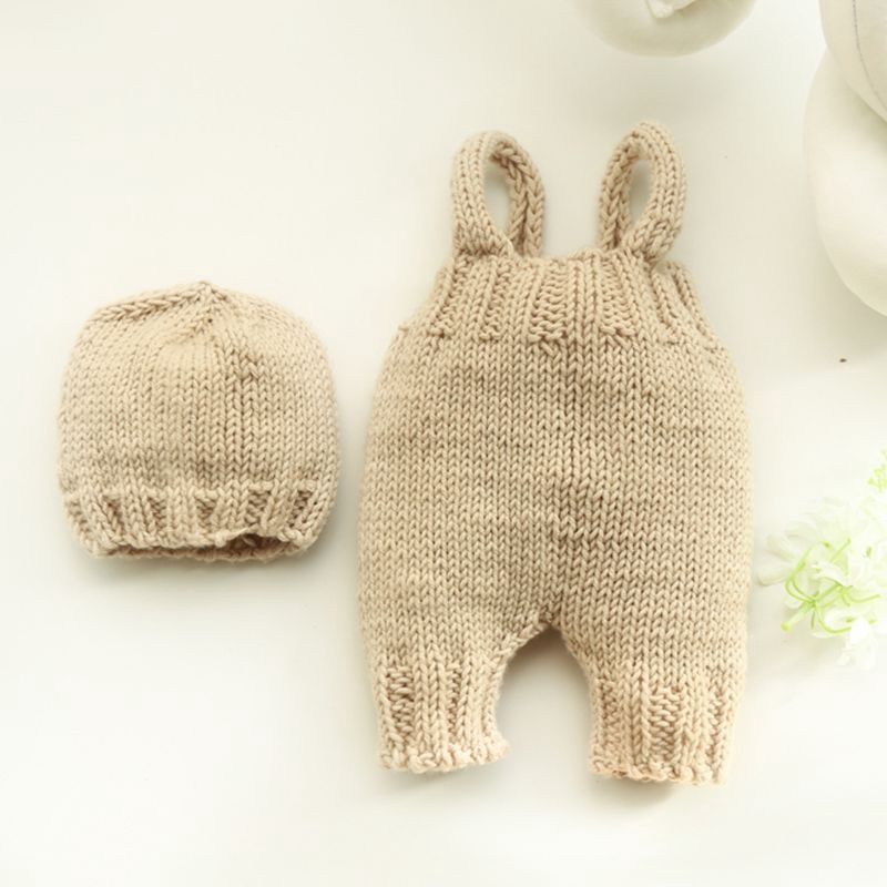 Mary☆2pcs/Set Newborn Photography Props Handmade Infant Outfits Baby Crochet Knit Hat