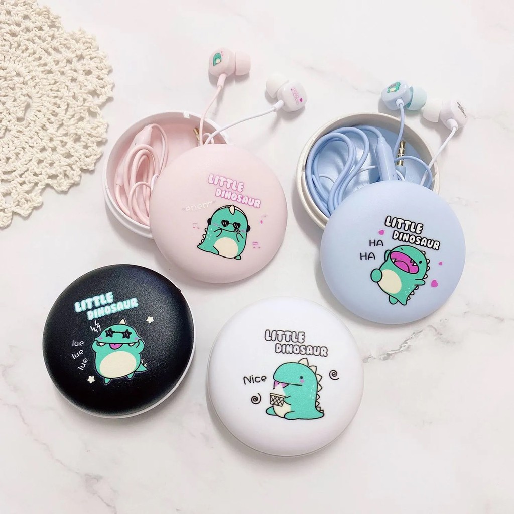 Tai nghe nhét tai khủng long nhiểu màu sắc jack cắm tròn 3.5mm có micro dễ sử dụng