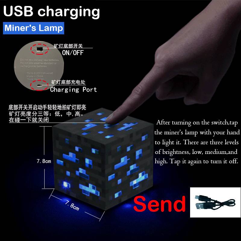Đèn LED Sạc Điện Hình Chai Minecraft Trang Trí Nhà Cửa