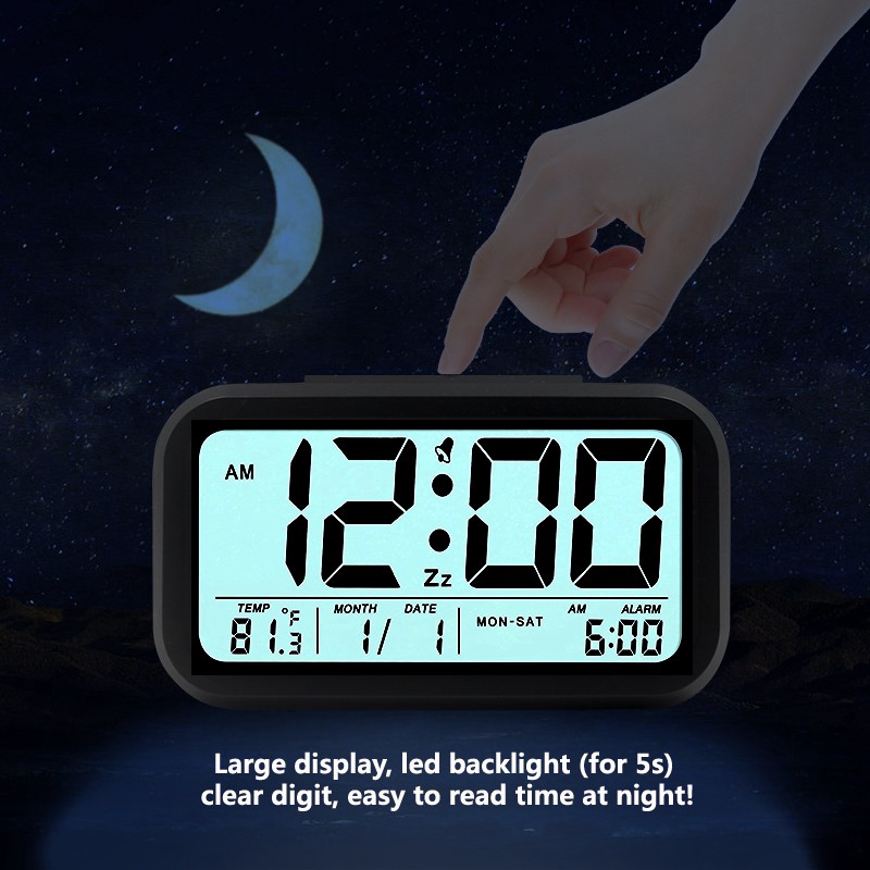 Đồng Hồ Báo Thức Thông Minh Có Màn Hình Lcd Hiển Thị Nhiệt Độ