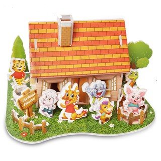 Mô hình xếp hình 3D bằng giấy Ngôi nhà động vật, vườn thú