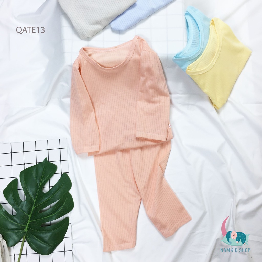 BỘ COTTON GÂN DÀI TAYCHO BÉ QATE196, NAMKIDSHOP