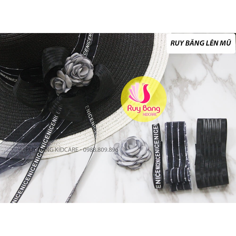 Ruy băng satin chữ NICE 9mm dây ruy băng làm nơ kẹp tóc, nơ quà tặng