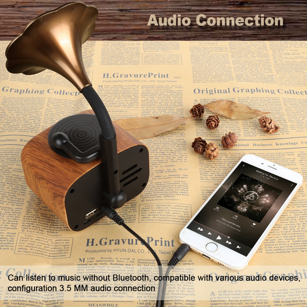 Loa Bluetooth gỗ mini phong cách retro