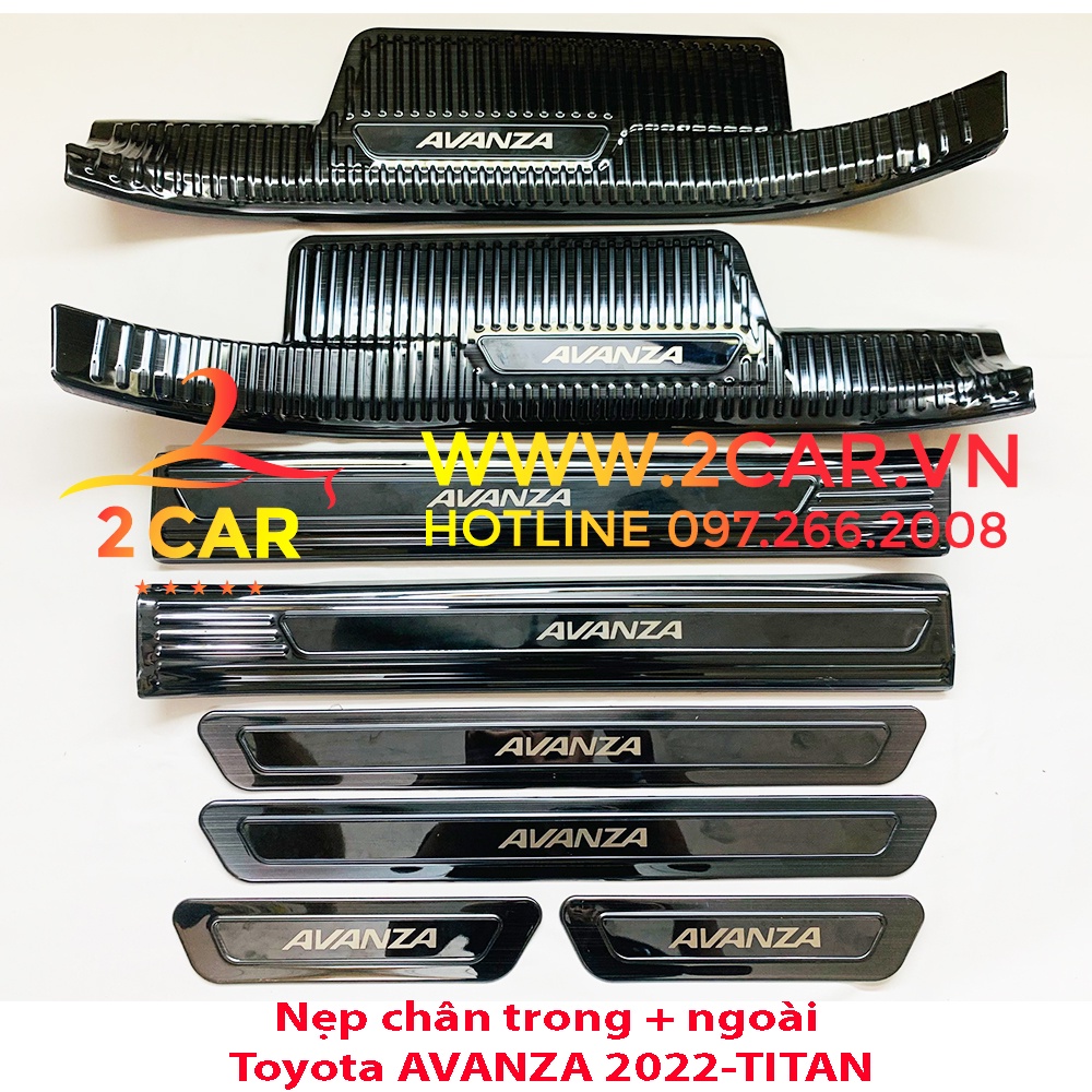 Ốp bậc cửa, nẹp bước chân trong ngoài TOYOTA  AVANZA 2022 2023 chất liệu Titan cao cấp