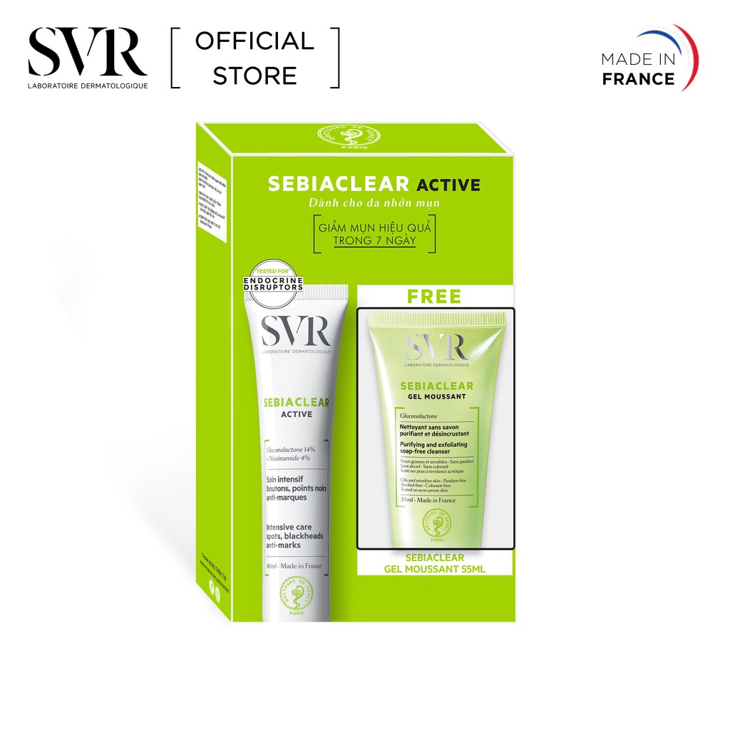 Bộ đôi Kem làm giảm mụn SVR Sebiaclear Active 40ml và Gel rửa mặt không xà phòng Sebiaclear Gel Moussant 55ml | BigBuy360 - bigbuy360.vn